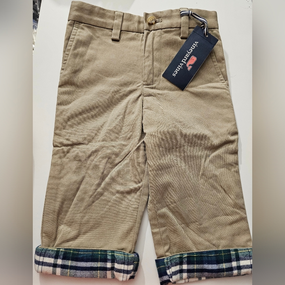Vineyard Vines Pants Flannel Lined Breaker Pants Khaki Waist Extenders Size 2T